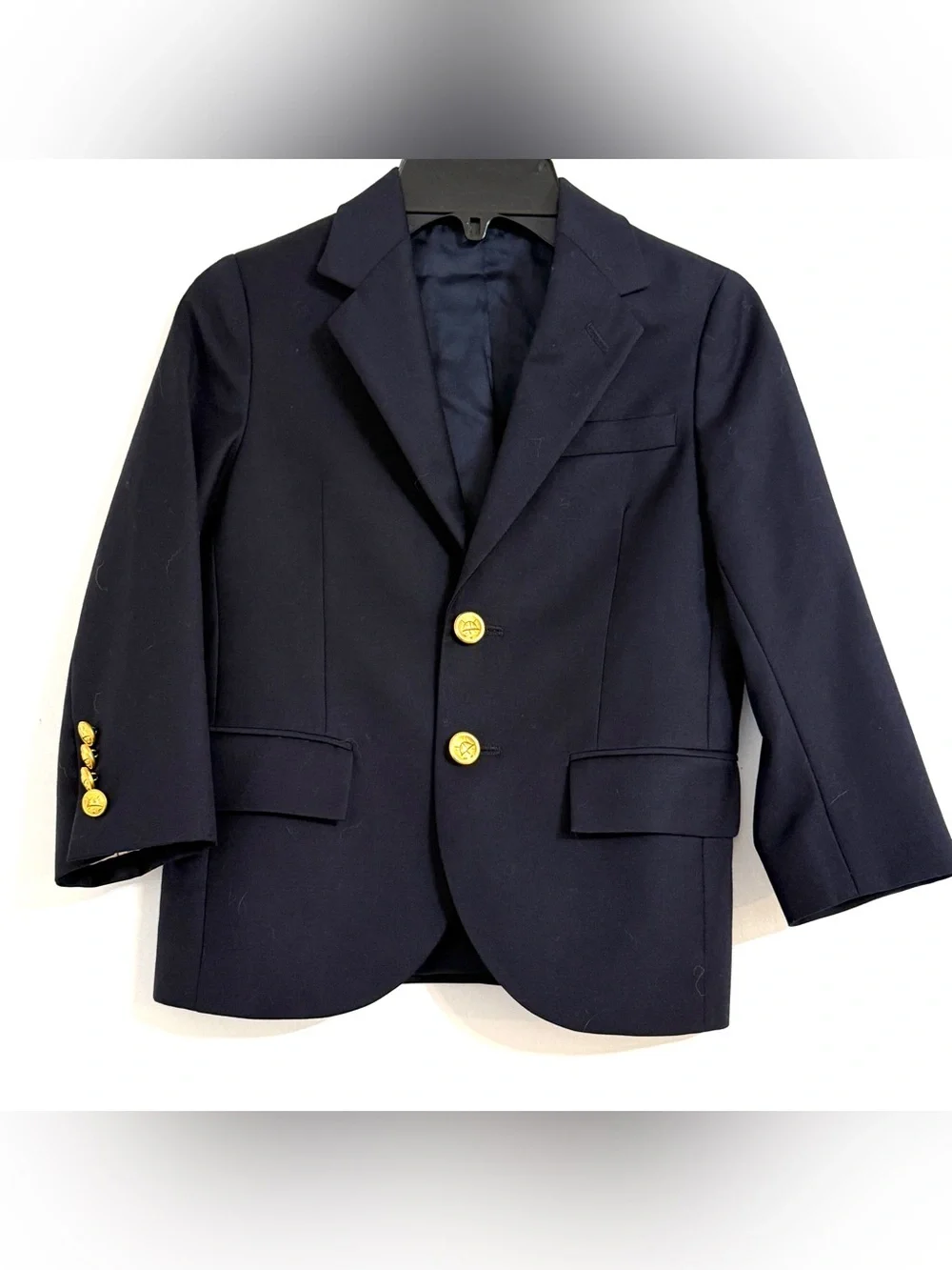 Polo Ralph Lauren Boys 5 Navy Wool Blazer Gold Crest Buttons Made Italy